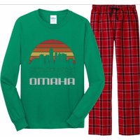 Omaha Usa Retro Vintage Sunset Skyline Omaha Long Sleeve Pajama Set