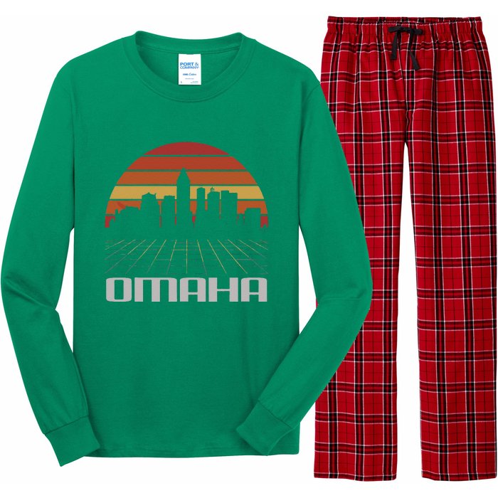 Omaha Usa Retro Vintage Sunset Skyline Omaha Long Sleeve Pajama Set