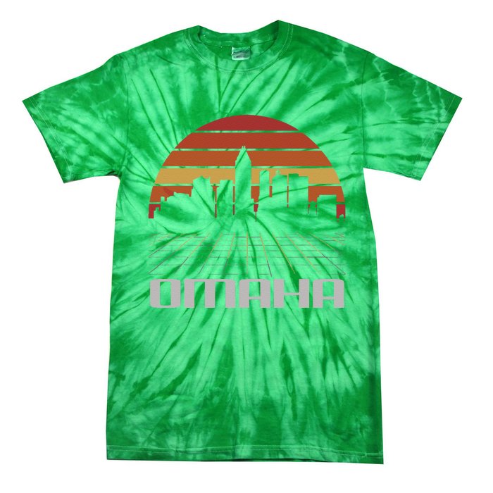 Omaha Usa Retro Vintage Sunset Skyline Omaha Tie-Dye T-Shirt