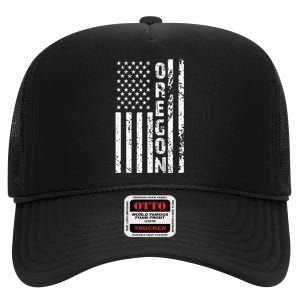 Oregon United States Usa American Flag Patriotic Cool High Crown Mesh Back Trucker Hat