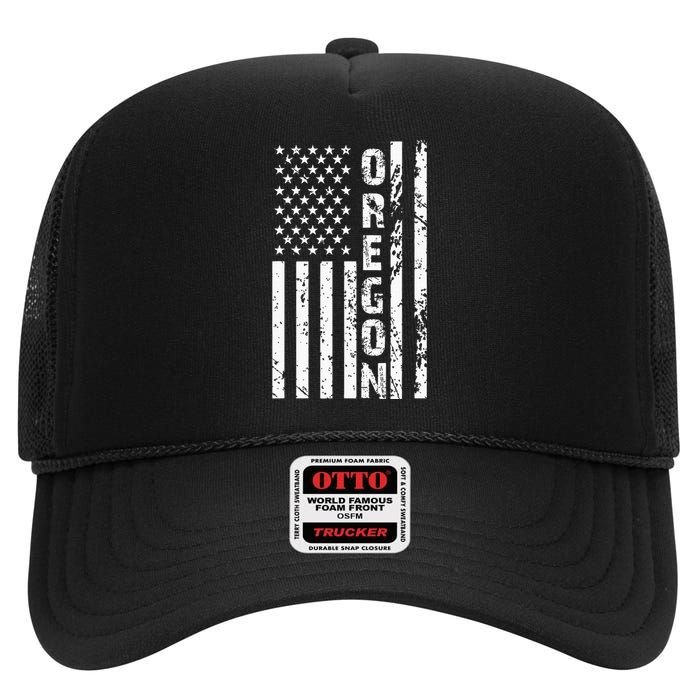 Oregon United States Usa American Flag Patriotic Cool High Crown Mesh Back Trucker Hat