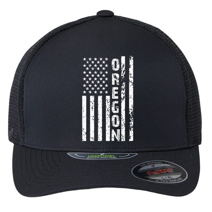 Oregon United States Usa American Flag Patriotic Cool Flexfit Unipanel Trucker Cap