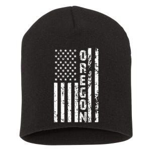 Oregon United States Usa American Flag Patriotic Cool Short Acrylic Beanie