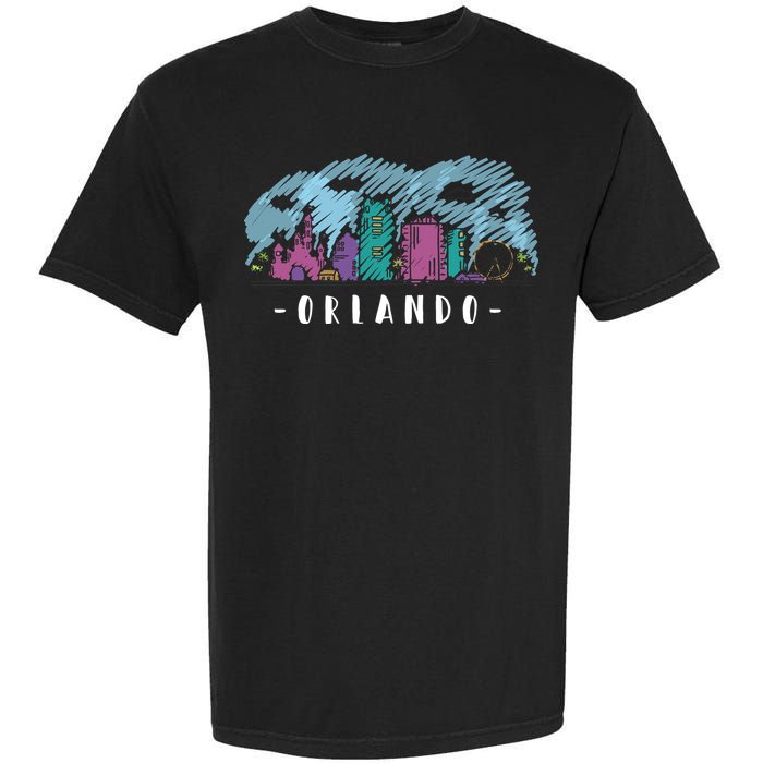 Orlando USA Skyline Sketch Garment-Dyed Heavyweight T-Shirt