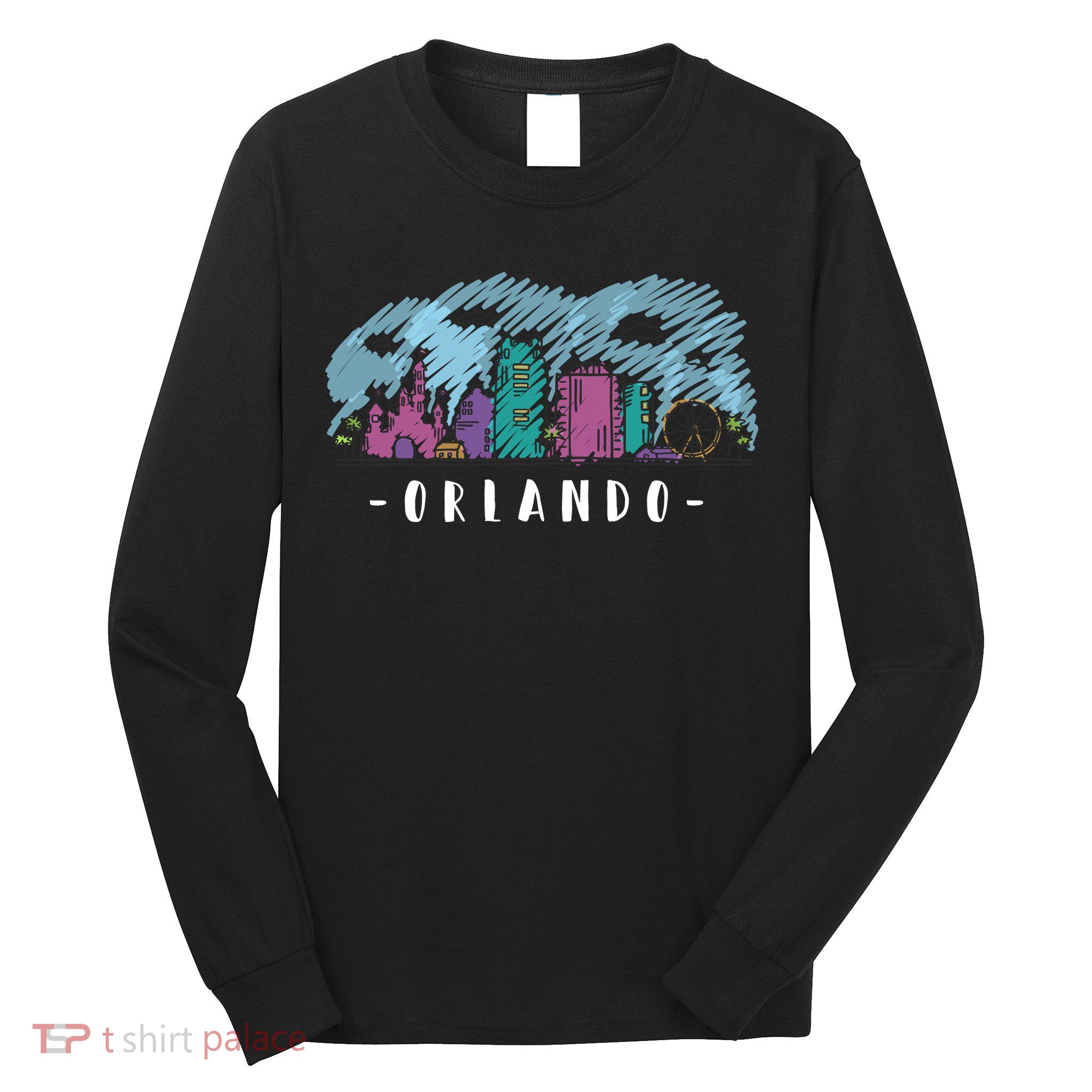 Orlando USA Skyline Sketch Long Sleeve Shirt