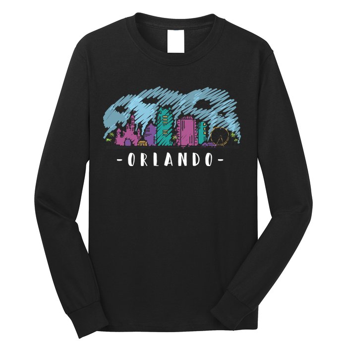Orlando USA Skyline Sketch Long Sleeve Shirt