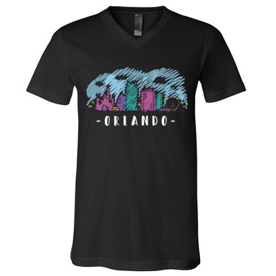 Orlando USA Skyline Sketch V-Neck T-Shirt