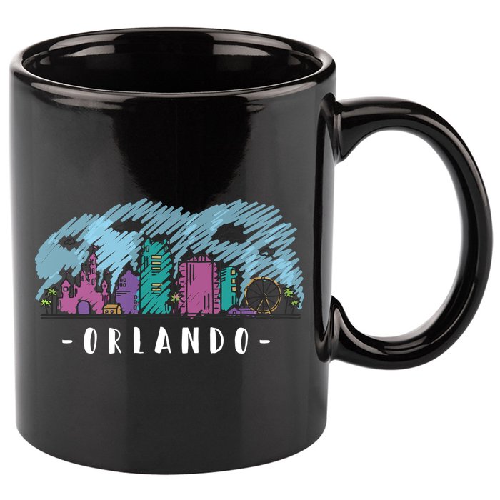 Orlando USA Skyline Sketch 11oz C Handle Ceramic Mug