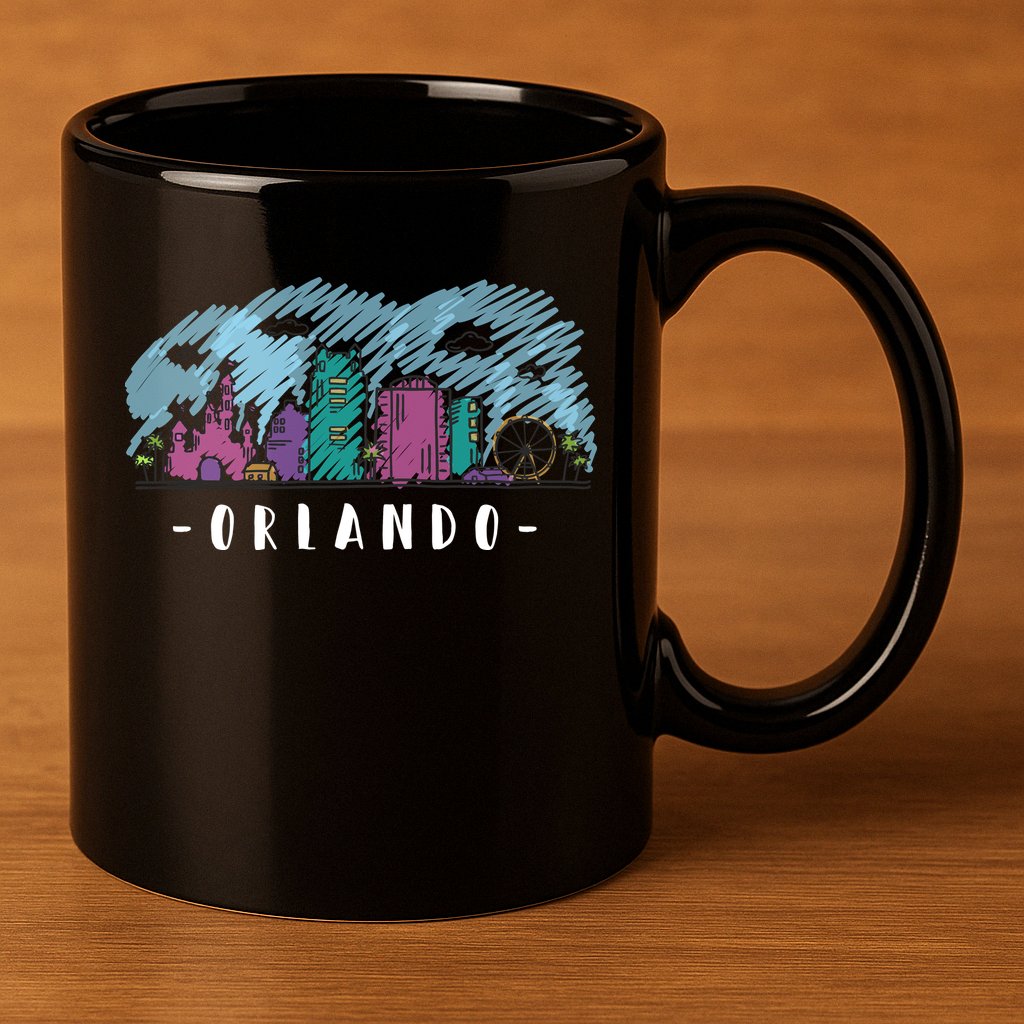 Orlando USA Skyline Sketch 11oz C Handle Ceramic Mug