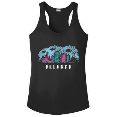 Orlando USA Skyline Sketch Ladies PosiCharge Competitor Racerback Tank