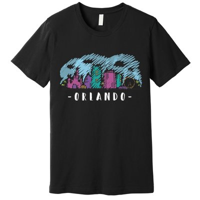 Orlando USA Skyline Sketch Premium T-Shirt