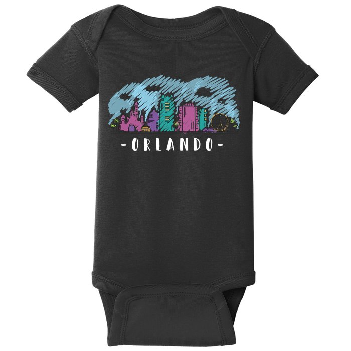 Orlando USA Skyline Sketch Baby Bodysuit