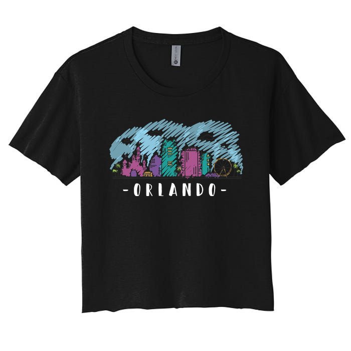 Orlando USA Skyline Sketch Women's Crop Top Tee