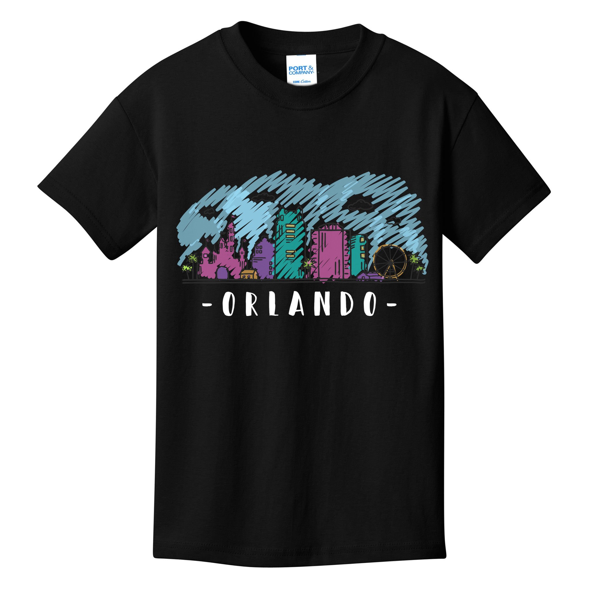 Orlando USA Skyline Sketch Kids T-Shirt