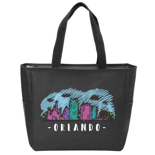 Orlando USA Skyline Sketch Zip Tote Bag