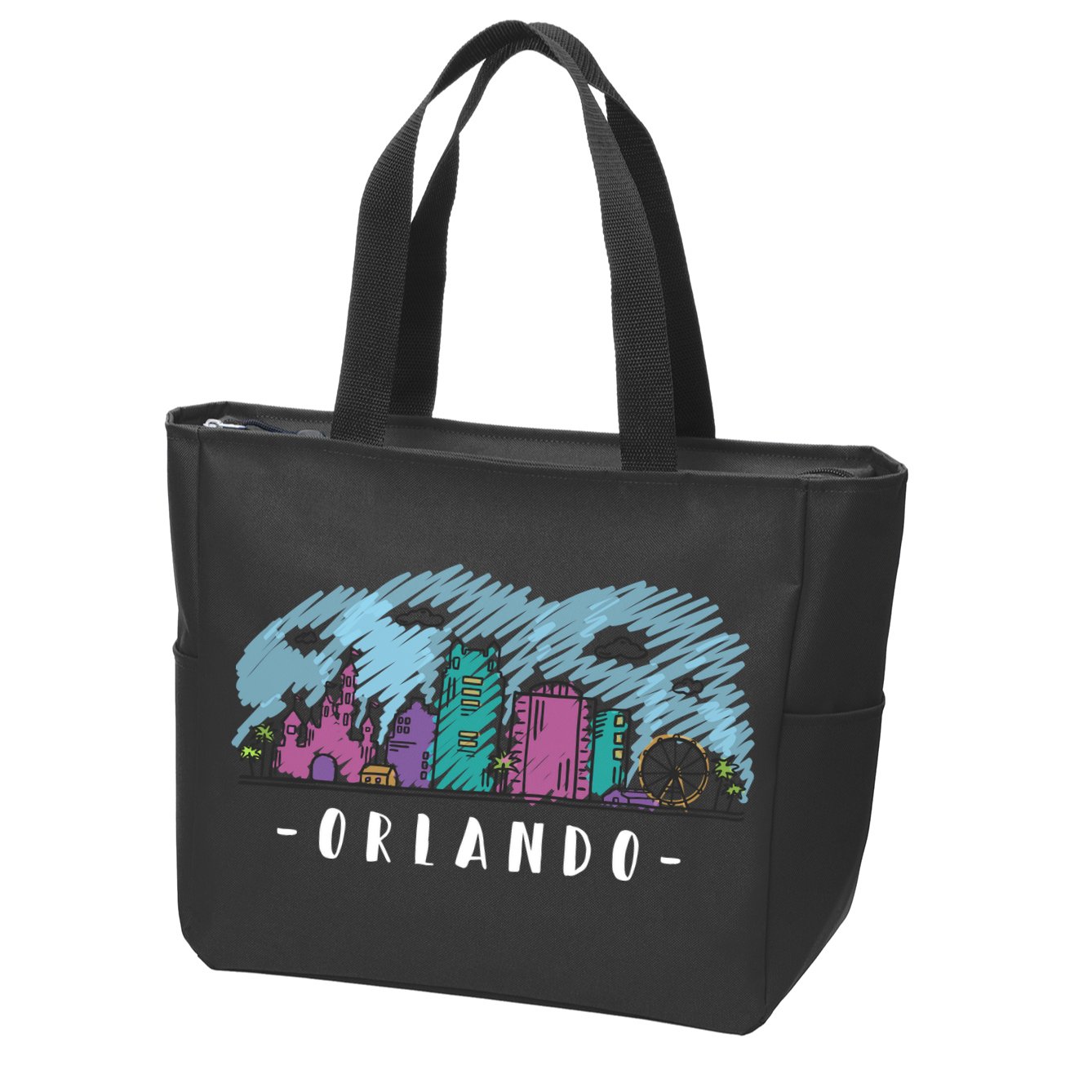 Orlando USA Skyline Sketch Zip Tote Bag