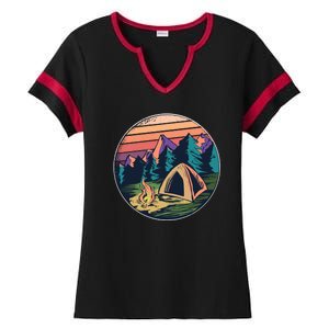 Outdoor Camping Sunset Ladies Halftime Notch Neck Tee