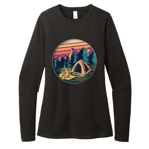 Outdoor Camping Sunset Womens CVC Long Sleeve Shirt