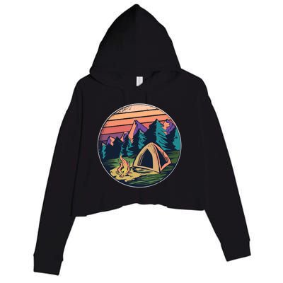 Outdoor Camping Sunset Crop Fleece Hoodie