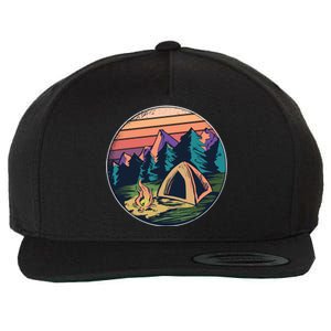 Outdoor Camping Sunset Wool Snapback Cap