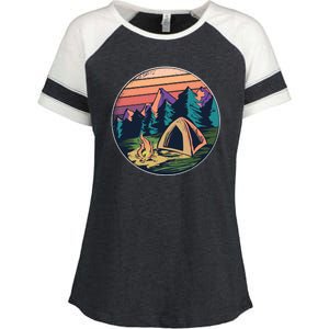 Outdoor Camping Sunset Enza Ladies Jersey Colorblock Tee