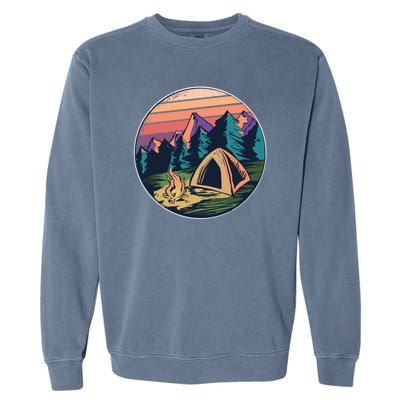 Outdoor Camping Sunset Garment-Dyed Sweatshirt