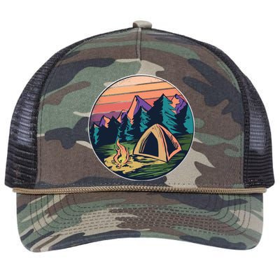 Outdoor Camping Sunset Retro Rope Trucker Hat Cap