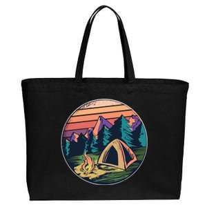 Outdoor Camping Sunset Cotton Canvas Jumbo Tote