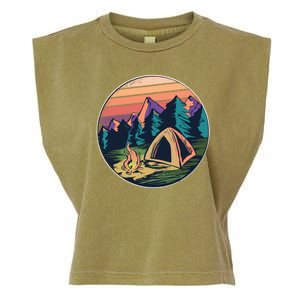 Outdoor Camping Sunset Garment-Dyed Women's Muscle Tee