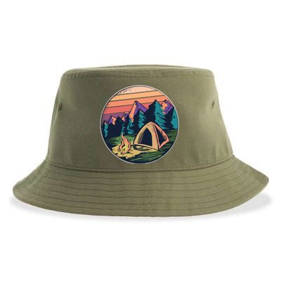 Outdoor Camping Sunset Sustainable Bucket Hat