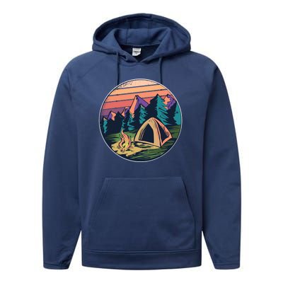 Outdoor Camping Sunset Performance Fleece Hoodie