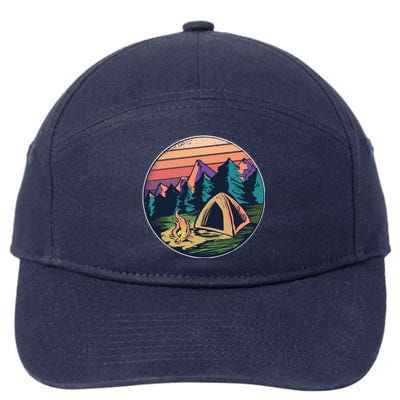 Outdoor Camping Sunset 7-Panel Snapback Hat