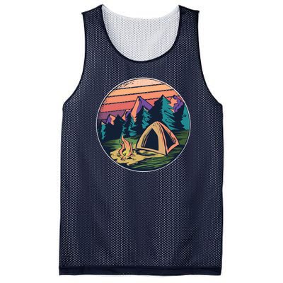 Outdoor Camping Sunset Mesh Reversible Basketball Jersey Tank