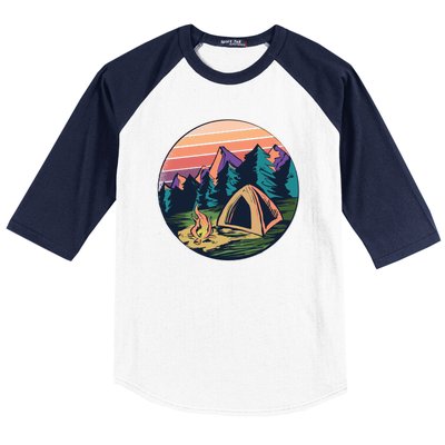 Outdoor Camping Sunset Baseball Sleeve Shirt