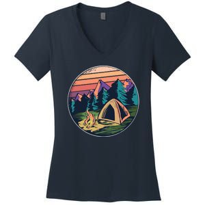 Outdoor Camping Sunset Women's V-Neck T-Shirt