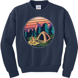 Outdoor Camping Sunset Kids Sweatshirt