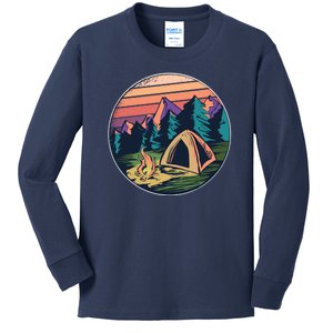 Outdoor Camping Sunset Kids Long Sleeve Shirt