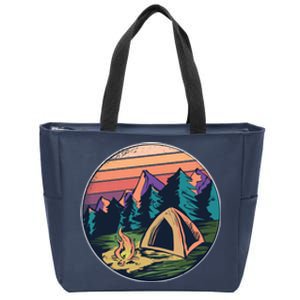 Outdoor Camping Sunset Zip Tote Bag