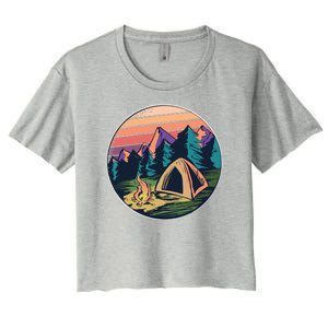 Outdoor Camping Sunset Women's Crop Top Tee