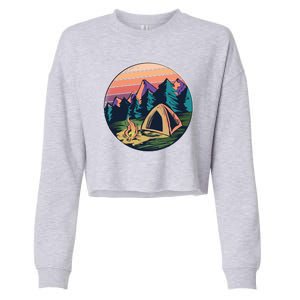 Outdoor Camping Sunset Cropped Pullover Crew