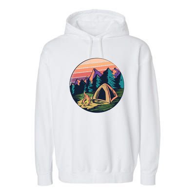 Outdoor Camping Sunset Garment-Dyed Fleece Hoodie