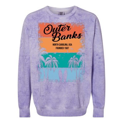 Outer Banks North Carolina USA Founded 1587 Colorblast Crewneck Sweatshirt