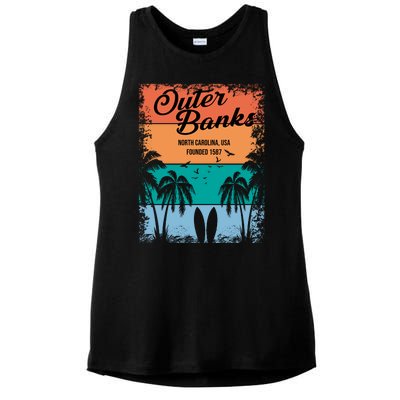 Outer Banks North Carolina USA Founded 1587 Ladies PosiCharge Tri-Blend Wicking Tank