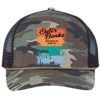 Outer Banks North Carolina USA Founded 1587 Retro Rope Trucker Hat Cap