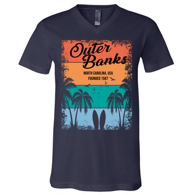Outer Banks North Carolina USA Founded 1587 V-Neck T-Shirt
