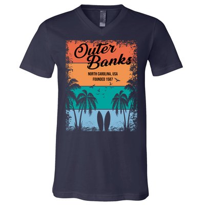 Outer Banks North Carolina USA Founded 1587 V-Neck T-Shirt