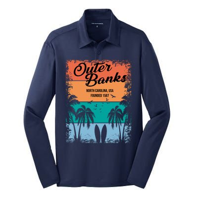 Outer Banks North Carolina USA Founded 1587 Silk Touch Performance Long Sleeve Polo