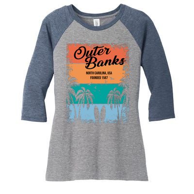 Outer Banks North Carolina USA Founded 1587 Women's Tri-Blend 3/4-Sleeve Raglan Shirt