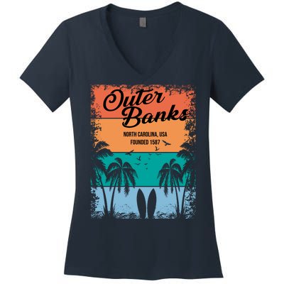 Outer Banks North Carolina USA Founded 1587 Women's V-Neck T-Shirt