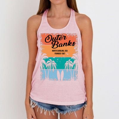 Outer Banks North Carolina USA Founded 1587 Women's Knotted Racerback Tank